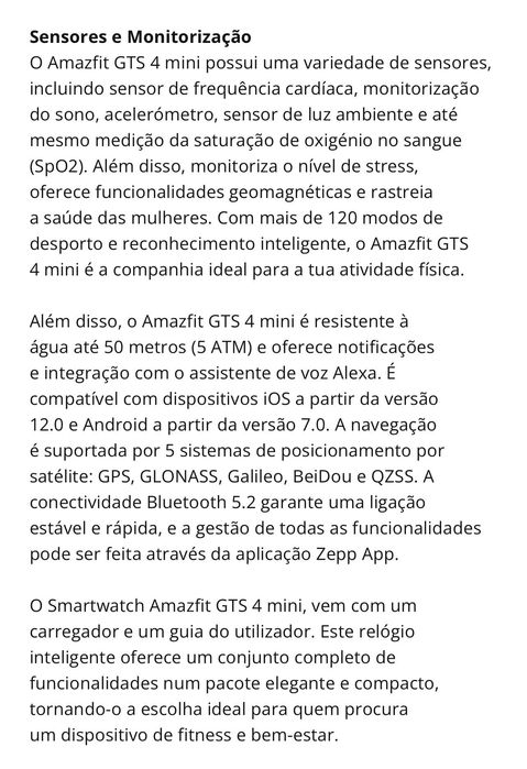SmartWatch Amazfit GTS 4