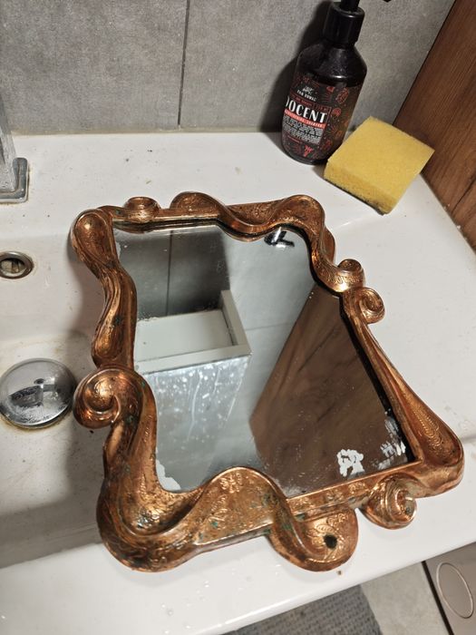 Stare Lustro w Mosiężnej Ramie – Vintage  Retro – Solidne