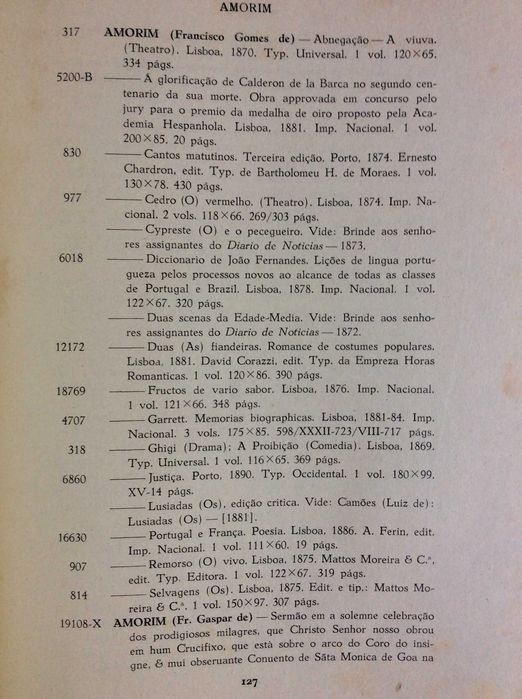 Ateneu Comercial do Pôrto. Catálogo da Biblioteca (A – C), 1942. 1.º e único volume publicado.
