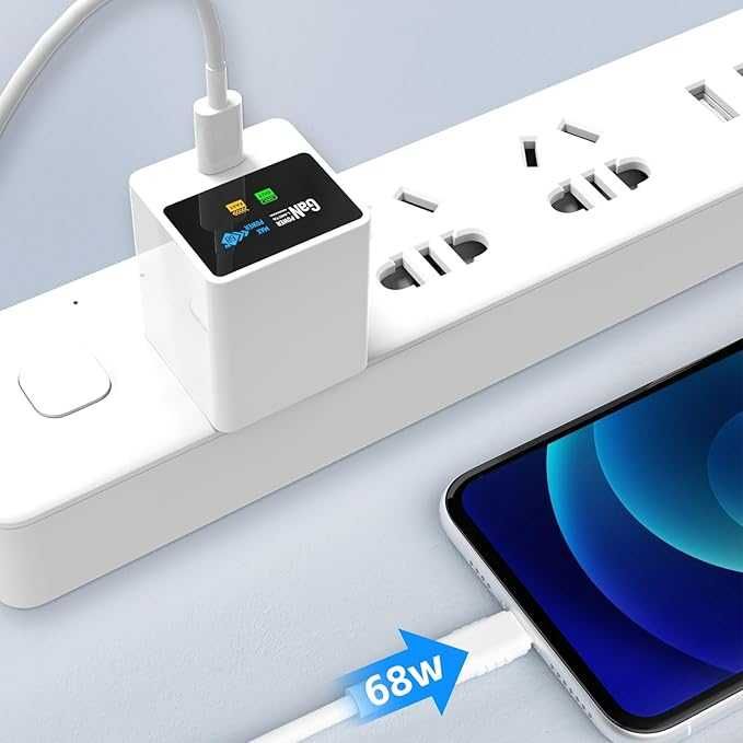 ładowarka kostka 68 W technologia GaN szybkie ładowania USB C