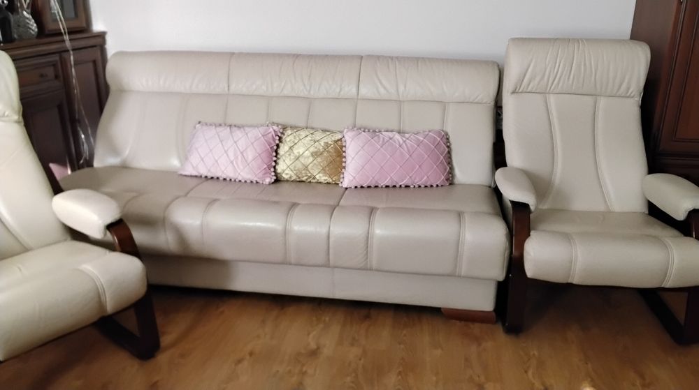 wersalka z fotelami skóra  Swarzędz