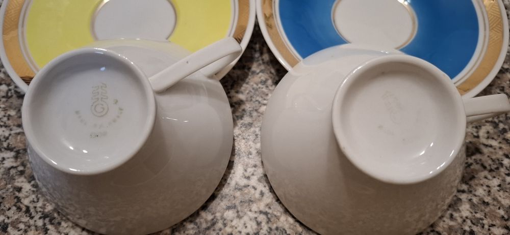 Чайная пара VEB Thringer Porzellanwerke Gehren Позолота Германия