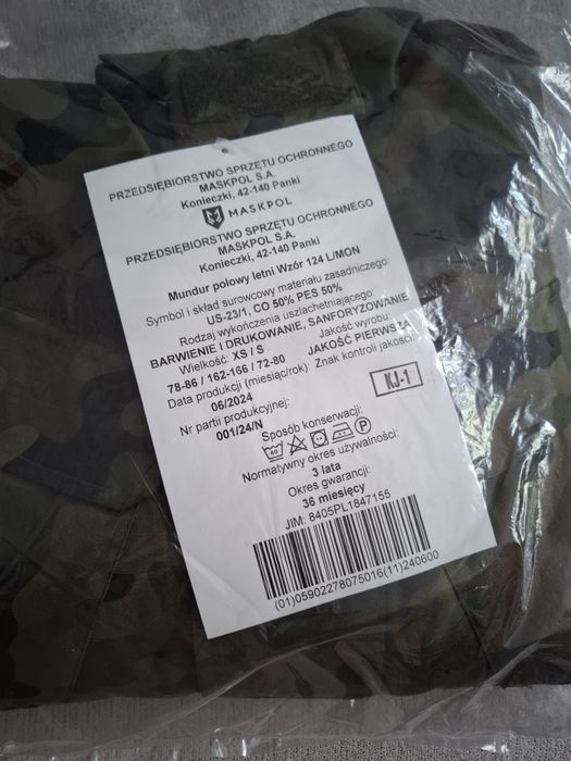 Mundur Wojskowy Polowy Letni wzór 124L rozmiar XS/S nowy.