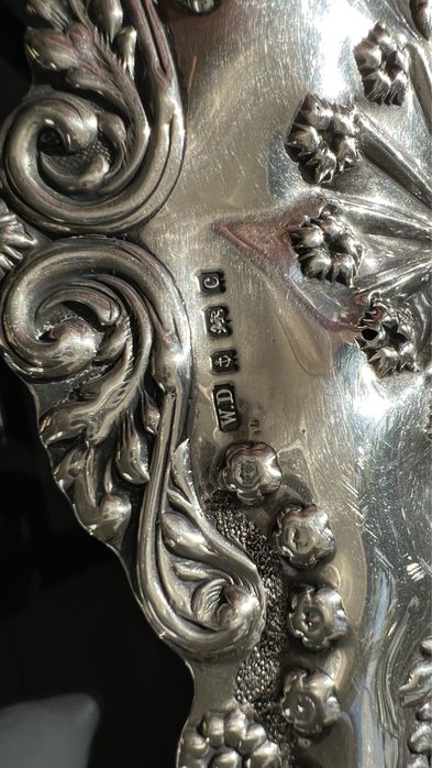 Антикварный поднос-тортовница серебро 925