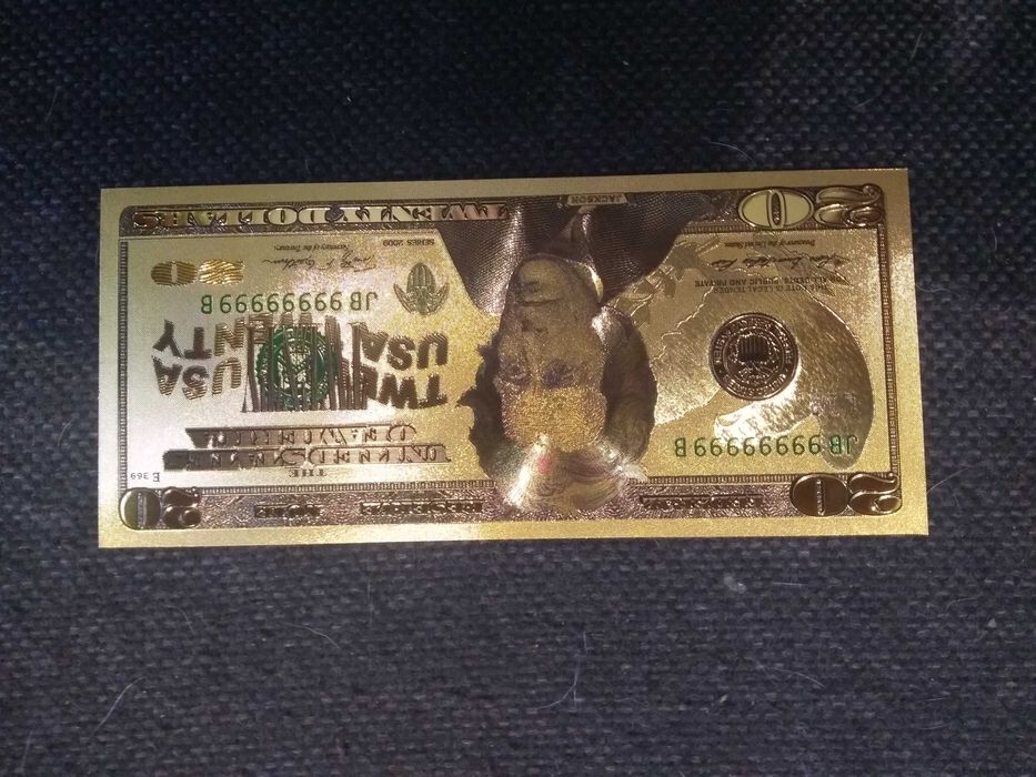 Banknot kolekcjonerski pozłacany - 20 dollarów amerykańskich