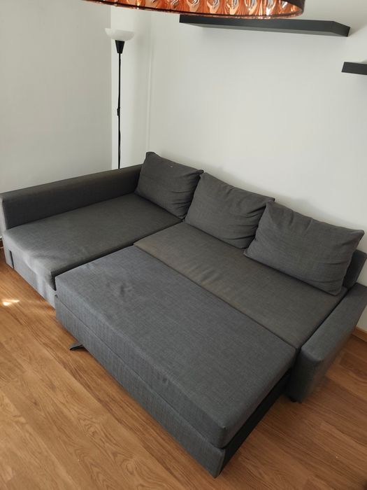 Sofá com Chaise Longue, Sofá-Cama e Arrumação – Cinzento