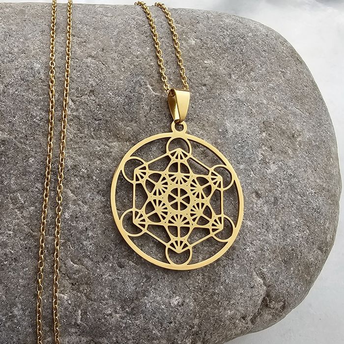 Colar "Cubo de Metatron" aço inoxidável