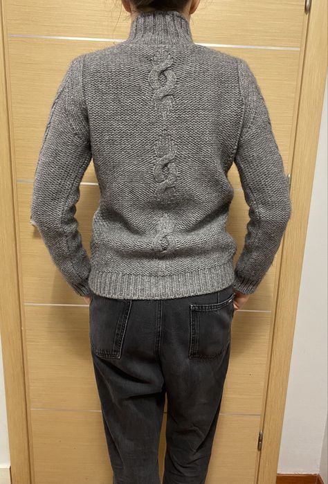 Sweter szary alpaca alpaka wełna 36/38 s/m warkoczowy splot