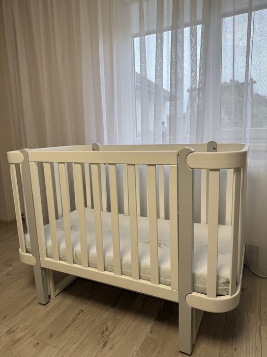 Дитяче ліжечко Верес з маятником детская кроватка Верес біло-сірий