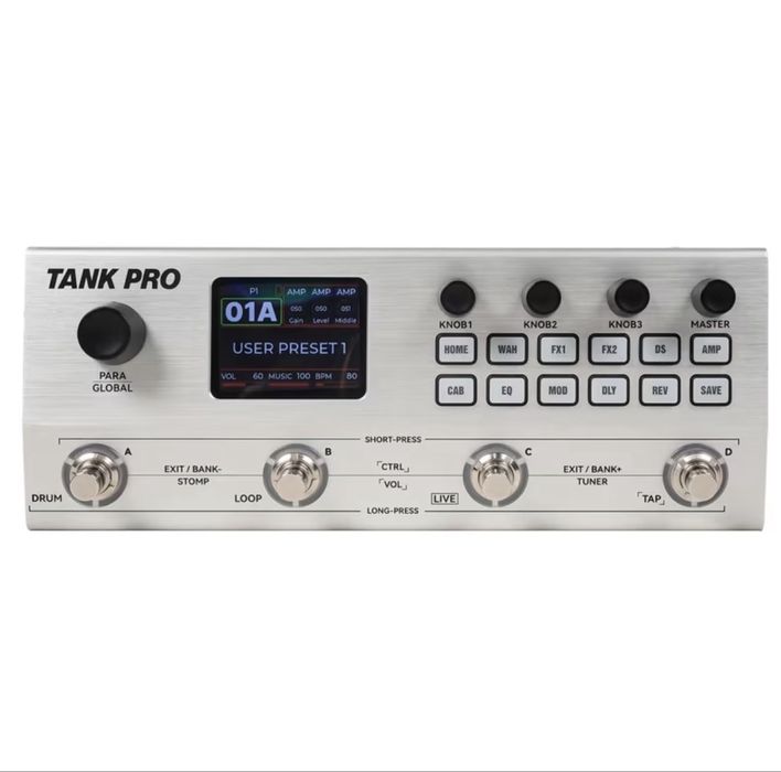 M-VAVE Tank Pro | Мультиефект для гітари/баса | IR, Looper, Drum Machine, USB