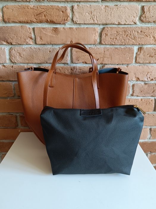 Torebka włoska skóra naturalna na ramię i do ręki brązowa