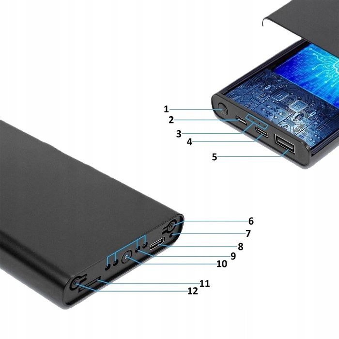 Minikamera Przenośna Szpiegowska 1080p NOKTOWIZOR Przenośny Powerbank