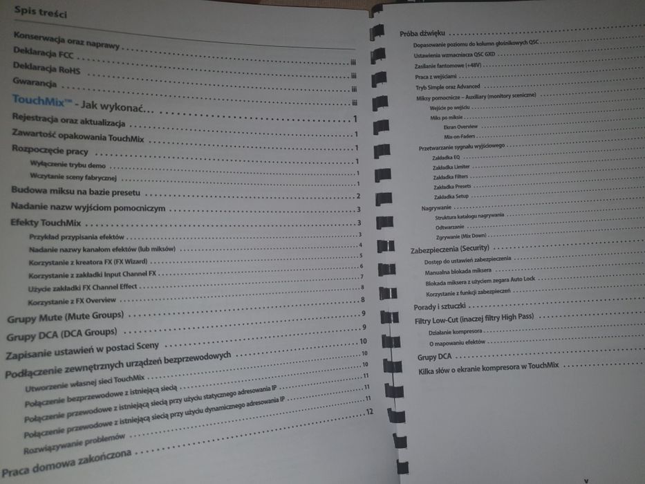 QSC mikser Touchmix8 instrukcja