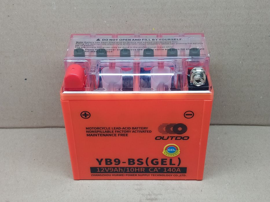 Аккумулятор мото АКБ GEL 12V 9A 137-76-134mm YB9-BS "OUTDO"