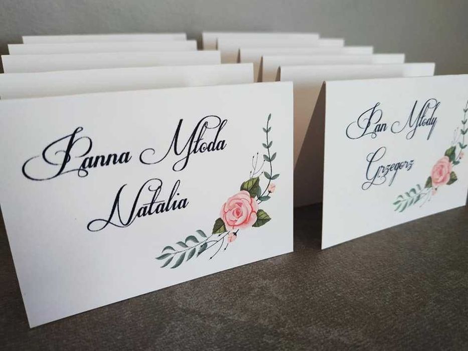 Winietki na ślub wesele 18stkę dużo wzorów kwiatowe chrzest roczek