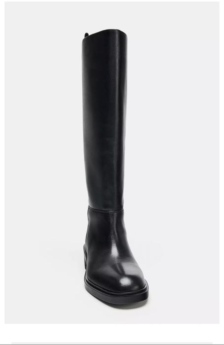 Шкіряні чоботи Zara 37 38 р. Чоботи в жокейському стилі zara