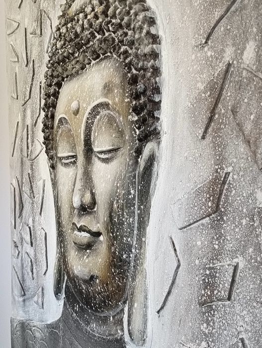 Quadro decorativo de Buda pintado a mano, arte contemporâneo.