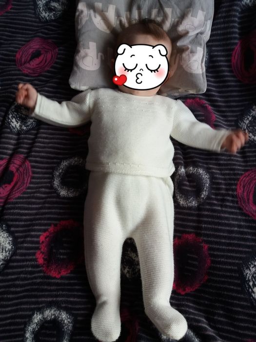 Ubranko komplet ecru chrzest święta rozm. 56-62 0-4 m-ce