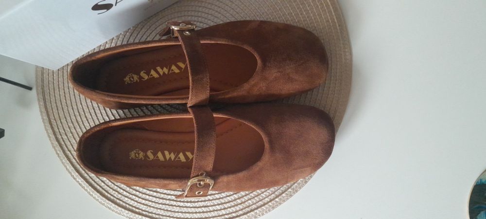 Buty baleriny SAWAY Lasinia rozmiar 37 23,5cm skóra zamszowa włoska