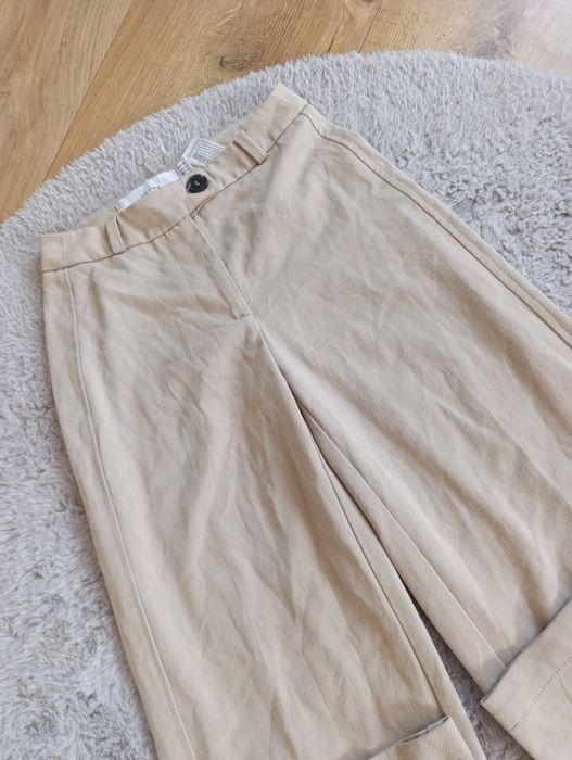 Spodnie wysoki stan eleganckie szerokie nogawki kobiece xxs viskoza