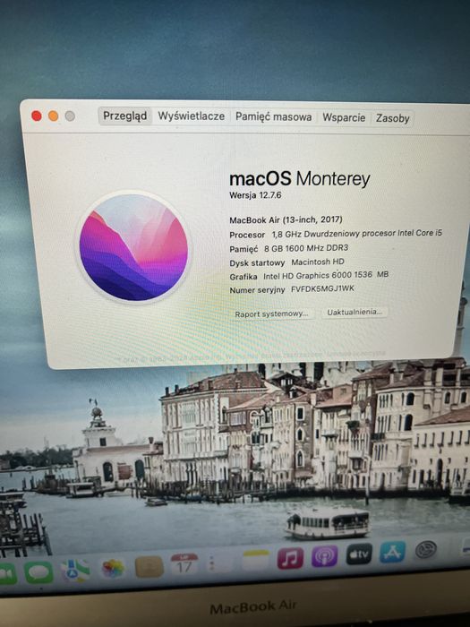 Apple MacBook Air 13” 2017 | Intel i5 | 8 GB RAM | 128 GB SSD | Pudełko + Ładowarka