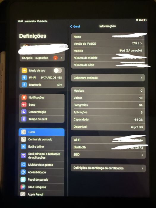 iPad 9ª Geração 64Gb como novo