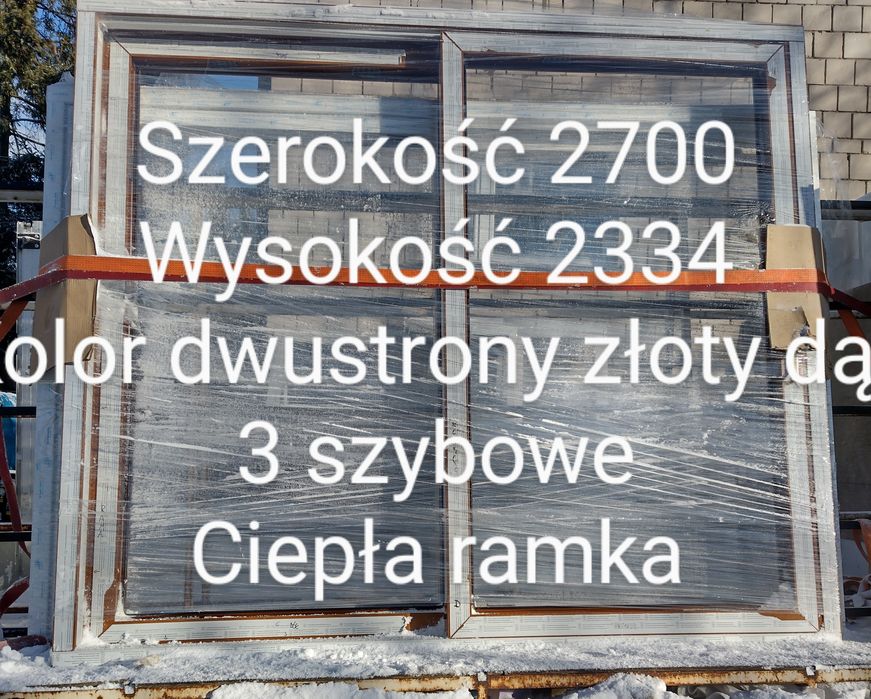 Drzwi przesuwne Złoty dąb 300x225 3szybowe ciepła ramka -40%
