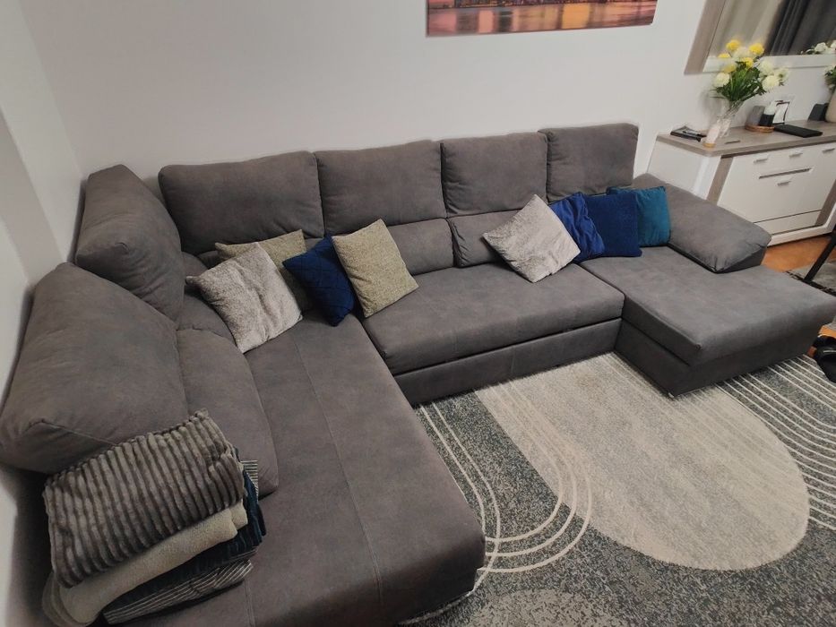 Sofá de canto PARMA com chaise longue e cama