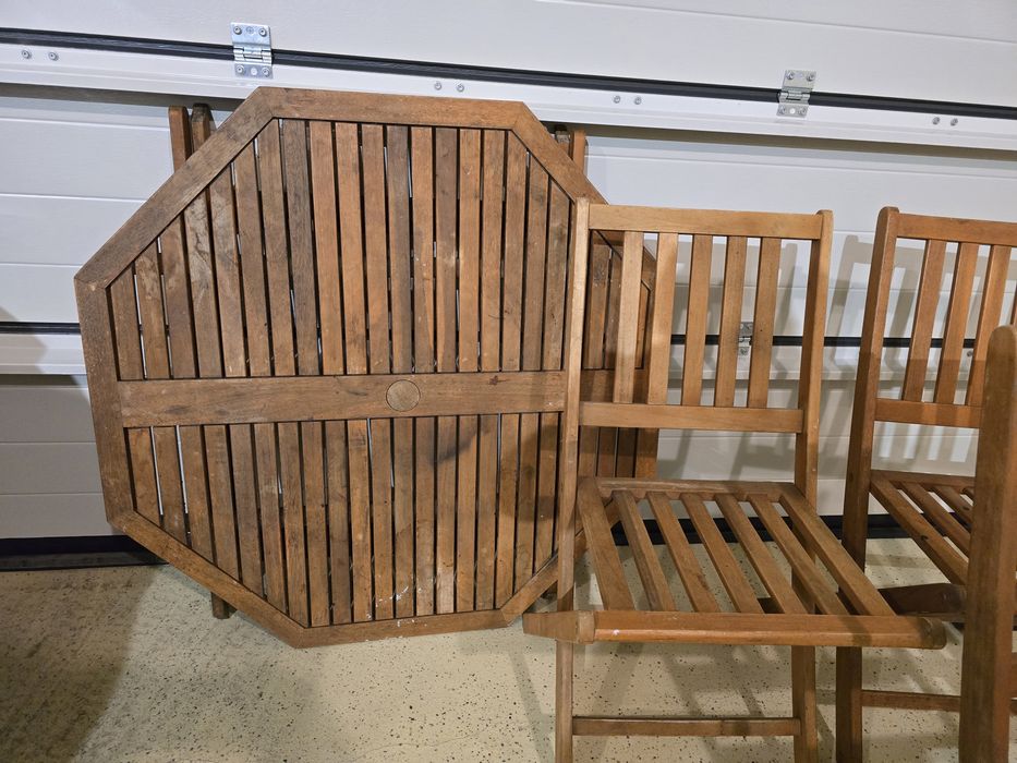 Stół składany 3 krzesła składane ogrodowe drewno akacjowe