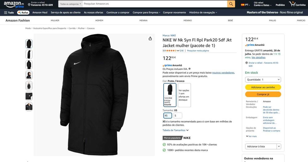 Nike Parka comprida inverno mulher Tam XS (140)
