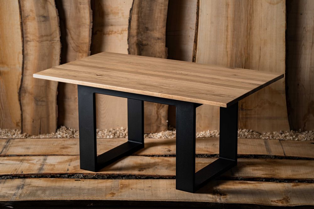 Stolik Kawowy Blat Dębowy Lite Drewno Ława do Salonu na Wymiar Dąb