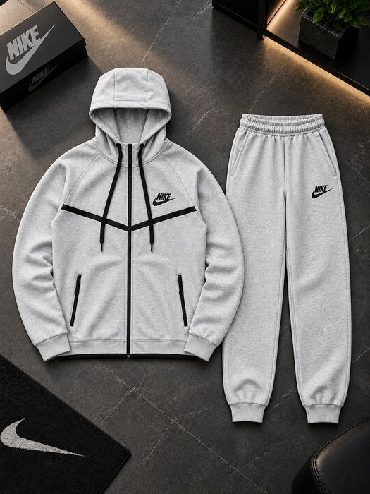 PREMIUM 2026!Новий Чоловічий спортивний костюм на осінь бренду NIKE,худі зі штанами сірий колір