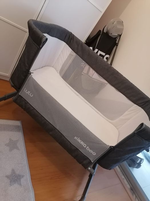 Berço Co-Slepping/Next To Me Kikkaboo Lulu Cinza  - Em óptimo estado