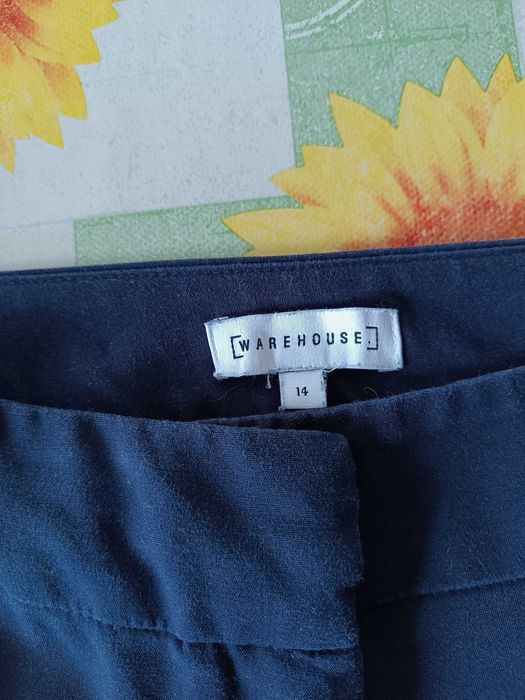 р 14/48-50 сині укорочені штани стрейчеві з високою талією Warehouse