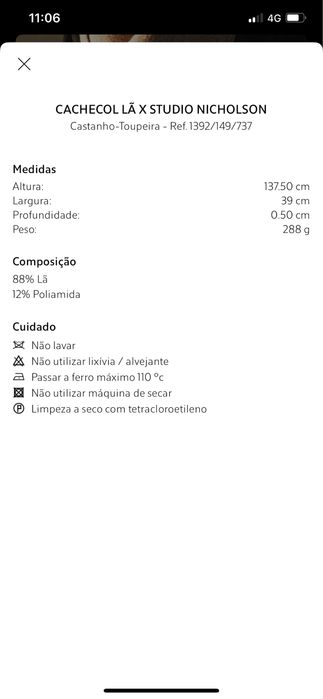 Cachecol Lã - Studio NICHOLSON Zara Home NOVO