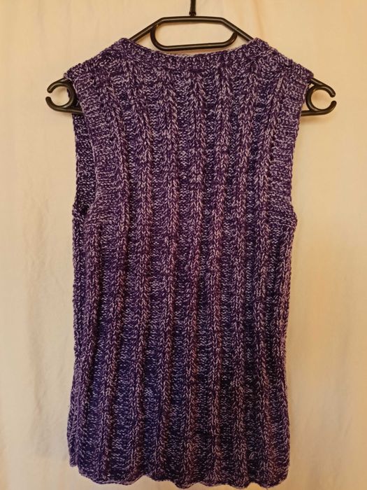 Fioletowa, ręcznie robiona kamizelka roz. uniwersalny M/L