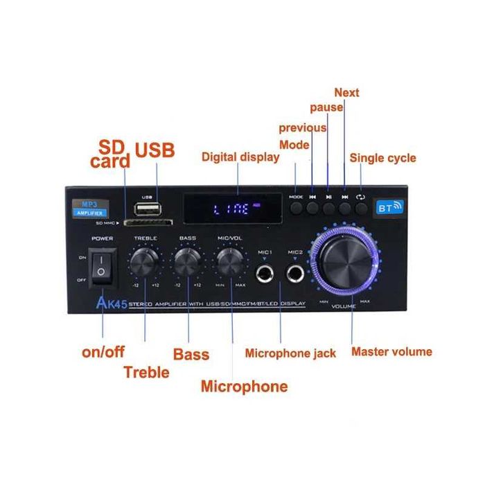 Amplificador de áudio digital bluetooth max 350w * 2