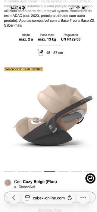 Cadeira Cybex bebé  + Isofix