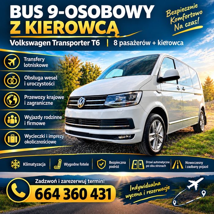 Wynajem busa 8-9 osób wraz z kierowca