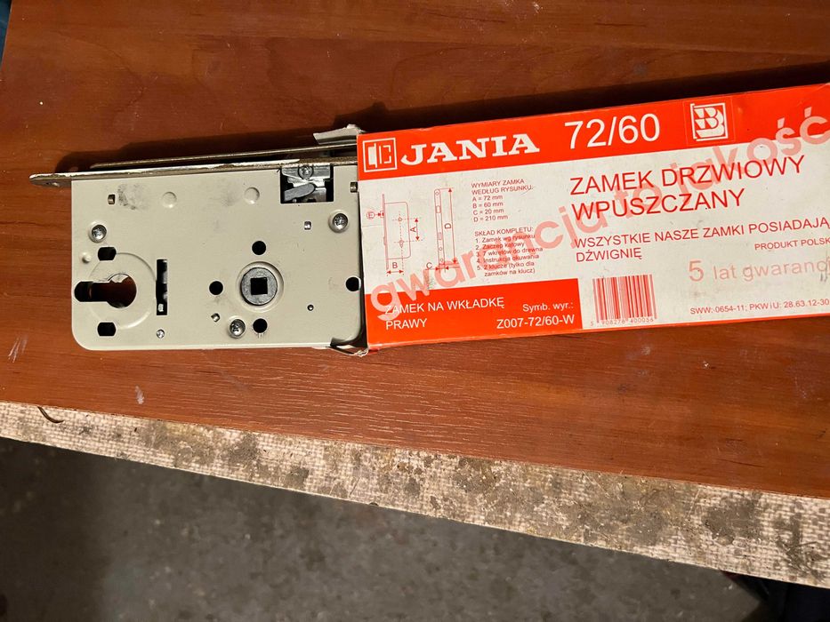 JANIA Zamek Wpuszczany Do Drzwi na wkładkę 72/60
