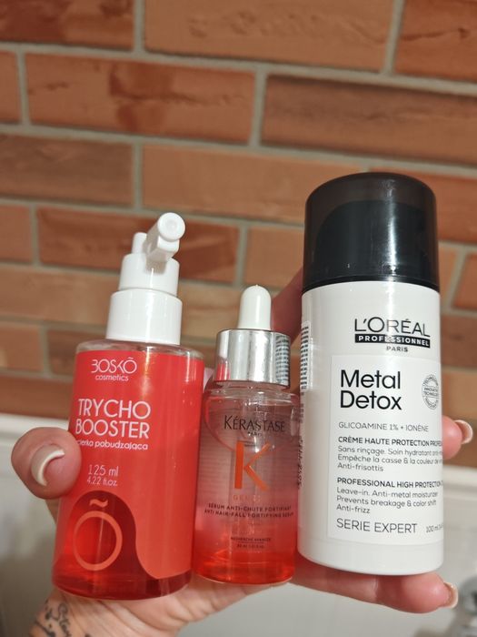 3 w 1 - Kerastase serum Anti chute, Loreal Metal Detox krem i TRYCHOBOOSTER - wcierka pobudzająca  Bosko