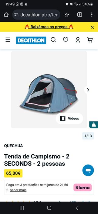 Tenda 2 seg / 2 pessoas Quechua