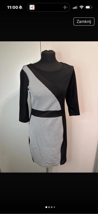 Czarno buala sukienka rekaw 3/4 moon collection L dopasowana