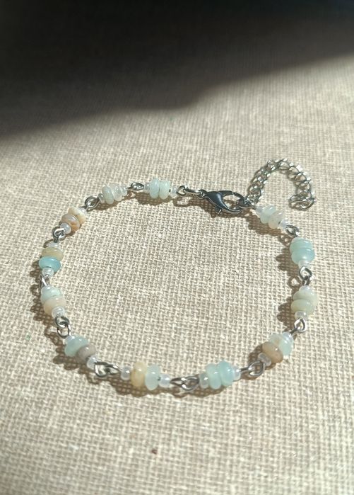 Bransoletka z amazonitem na stali nierdzewnej