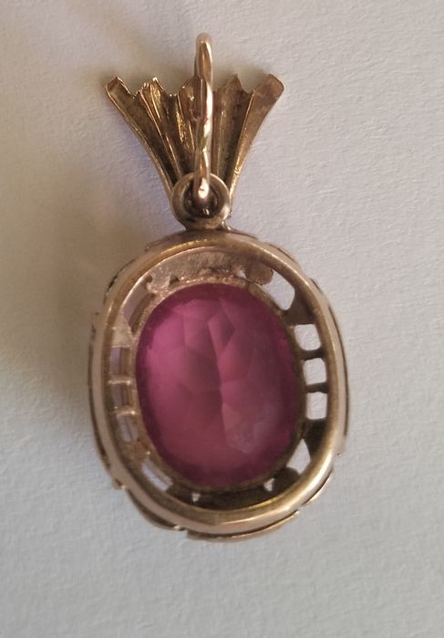 Подвеска, кулон золото 583 проба с рубином, производства  СССР