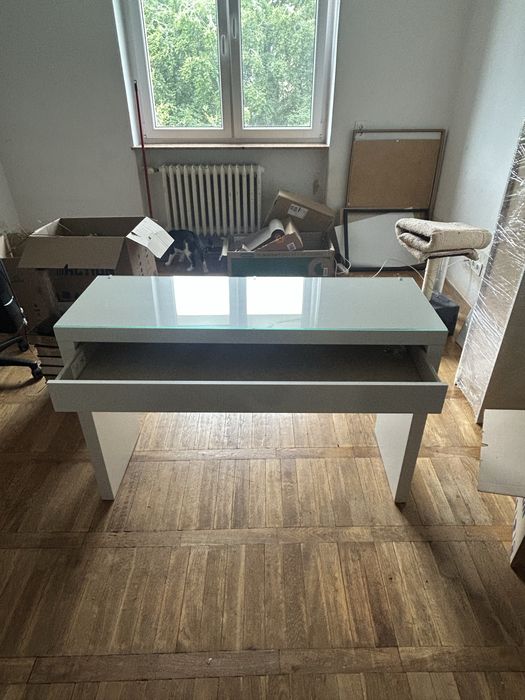 Toaletka IKEA MALM 120x40x77, szklany blat + szuflada