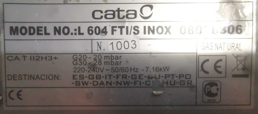 Placa de fogão a gás