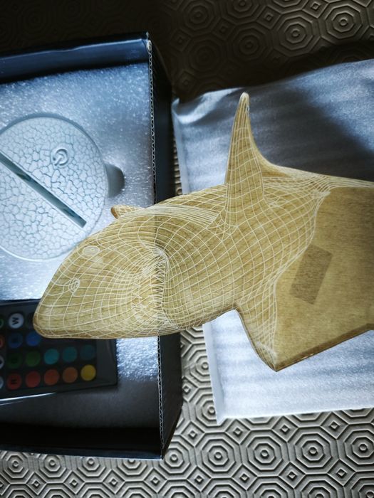 Candeeiro efeito 3D Tubarão