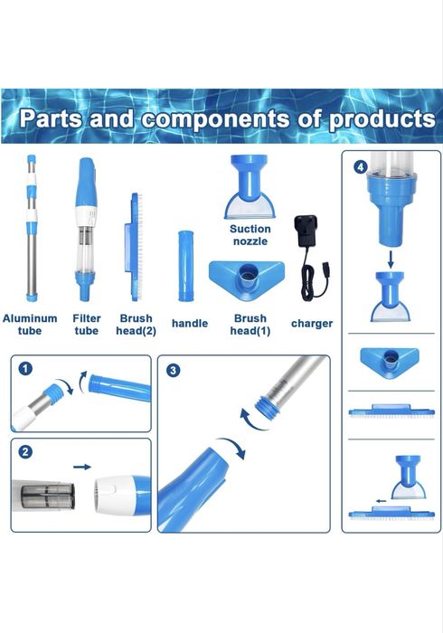 Bezprzewodowy odkurzacz basenowy z akumulatorem PoolyPoly 3 w 1