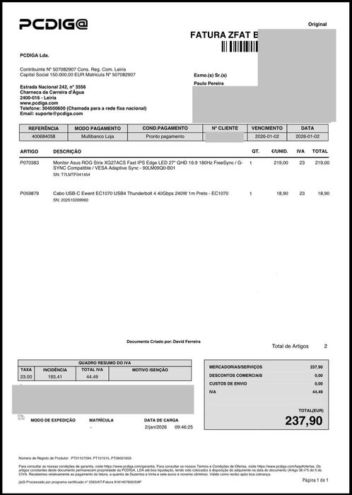 Monitor Asus ROG Strix XG27ACS (com garantia)